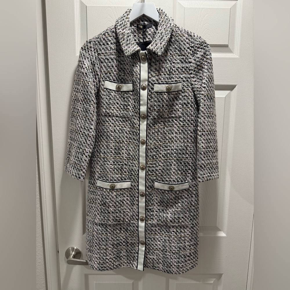 NWT-Maje Renatola Tweed Shirt Dress - Picture 2 of 4